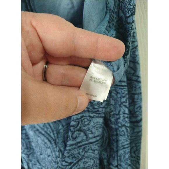 J. Jill Woman 16 Blue Paisley Chino Ankle Flat Front Pants - Picture 9 of 11